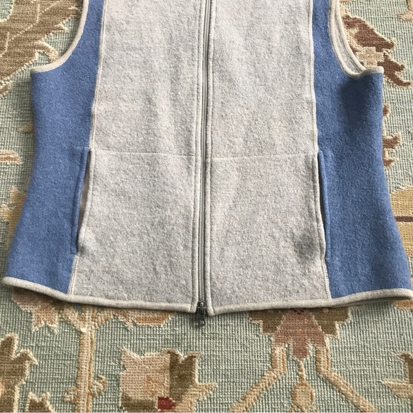 WOOLRICH 100% Wool Stone Gray/Blue Vest Full Zip w/ Pockets Women’s Sz Large EUC - Picture 7 of 13
